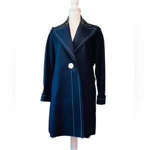 EDUN WOMEN’S NAVY WOOL MID LENGTH COAT SIZE MEDIUM